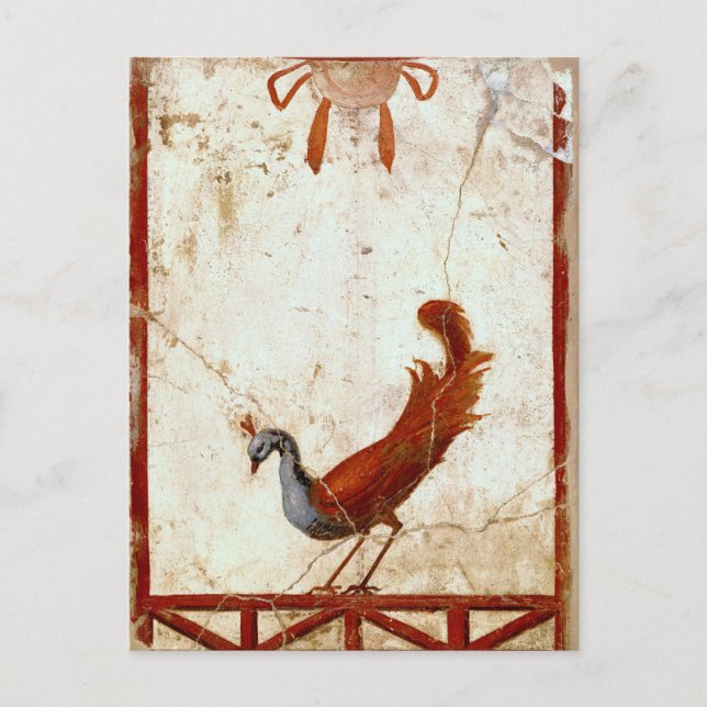 Peacock på Fresco Ancient Roman Antique Painting Vykort (Framsida)