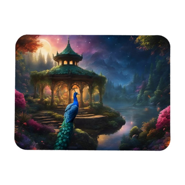 Peacock på Garden Gazebo Magnet (Horisontell)