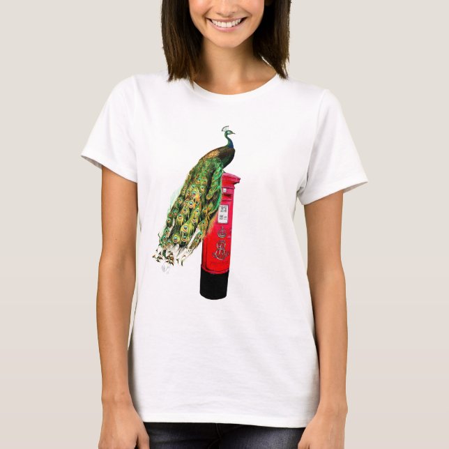 Peacock på Postbox T-shirt (Framsida)
