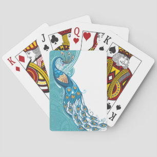 Peacock på Teal Illustration Spelkort