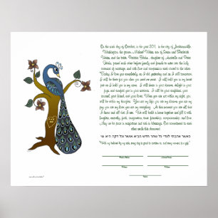 Peacock på träd (B) - Ketubah Poster