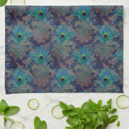 Peacock paisley lila teal guld boho kökshandduk