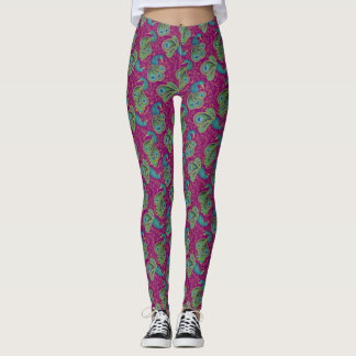 Peacock Paisley Pattern Pink Leggings