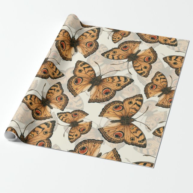 Peacock pansy butterfly mönster presentpapper (Utrullad)