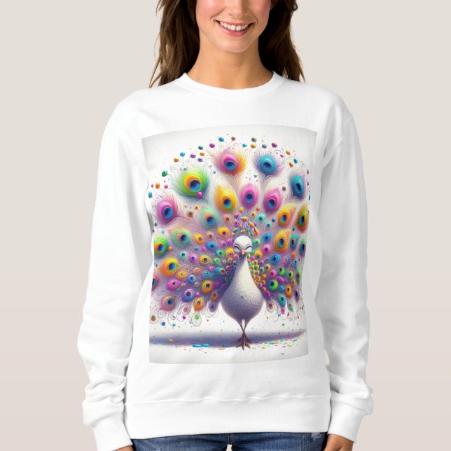 "Peacock Parad: Multifärgad Women's Tee" T Shirt (Framsida)