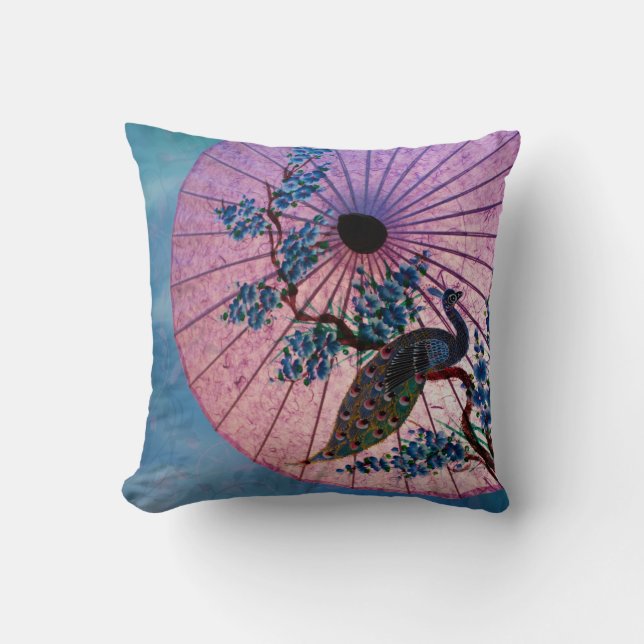 Peacock Parasol Pillow Kudde (Framsida)