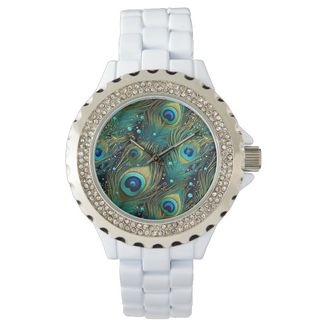 Peacock Passion Dekorativ kudde Armbandsur (Framsida)