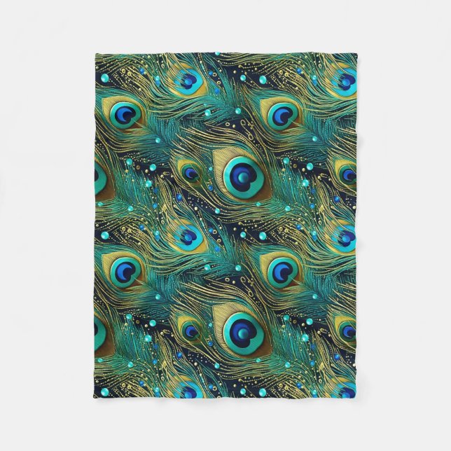 Peacock Passion Dekorativ kudde Fleecefilt (Framsidan)