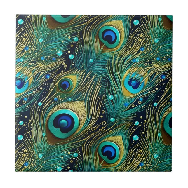 Peacock Passion Dekorativ kudde Kakelplatta (Framsidan)