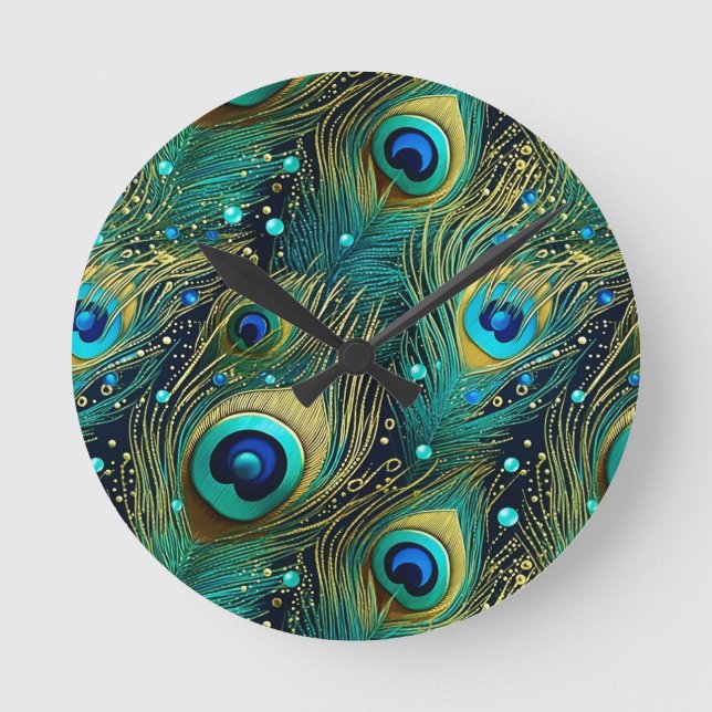 Peacock Passion Dekorativ kudde Rund Klocka (Framsida)