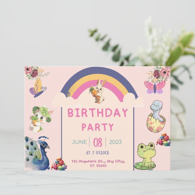 Peacock Patina och vackra djur födelsedag Inbjudningar (Stående Fram)