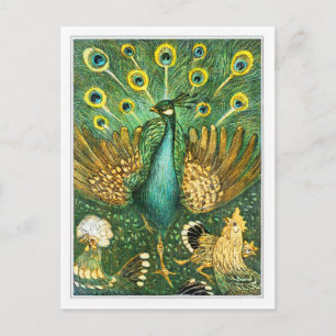 Peacock - Pauw met kippen - Theo van Hoytema Vykort