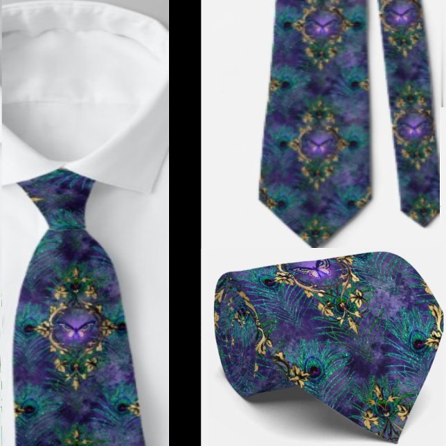 Peacock Peacock Butterflies Neck Tie Necktie Slips (Skapare uppladdad)