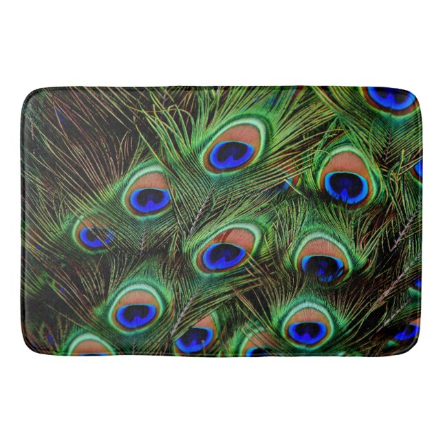 Peacock Peacocks Feathers bathmat bad mat Badrumsmatta (Framsidan)