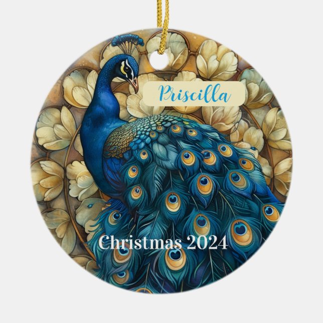 Peacock Personlig jul Ornament (Framsidan)