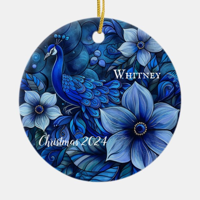 Peacock Personlig jul Ornament (Framsidan)