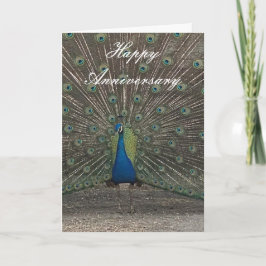PEACOCK PHOTO ANNIVERSARY GREETING CARD KORT
