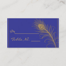 Peacock Plume in Guld and Navy Blue Place Card Placeringskort