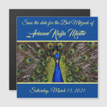 Peacock Plume Save Date Magnetic Card