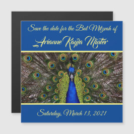 Peacock Plume Save Date Magnetic Card Magnetisk Inbjudningskort
