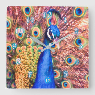 PEACOCK POWER SHOWOFF FYRKANTIG KLOCKA