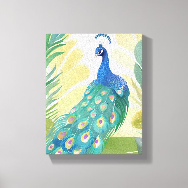 Peacock Princess | Vattenfärgad djurart Canvastryck (Framsida)