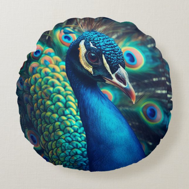 Peacock-profil Rund Kudde (Framsidan)