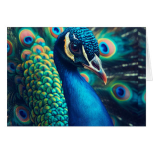 Peacock-profil tom insida hälsningskort