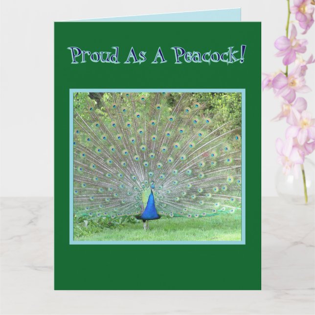 Peacock/"PROUD AS A PEACOCK"/GRATTIS PÅ FÖDELSEDAG Kort (Orkide)