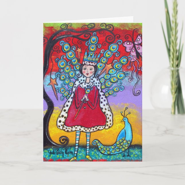 Peacock Queen Grattis på födelsedagen Card Kort (Framsida)