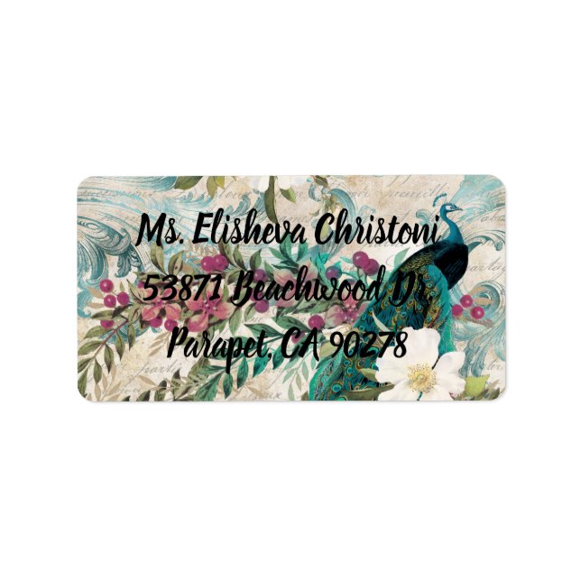Peacock Returetiketters Peacocks Adressetikett (Framsidan)