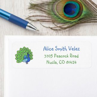 Peacock Return Address Labels Returadress Etikett