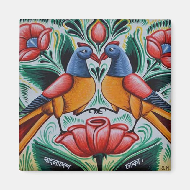 Peacock rickshaw art magnet (Framsidan)