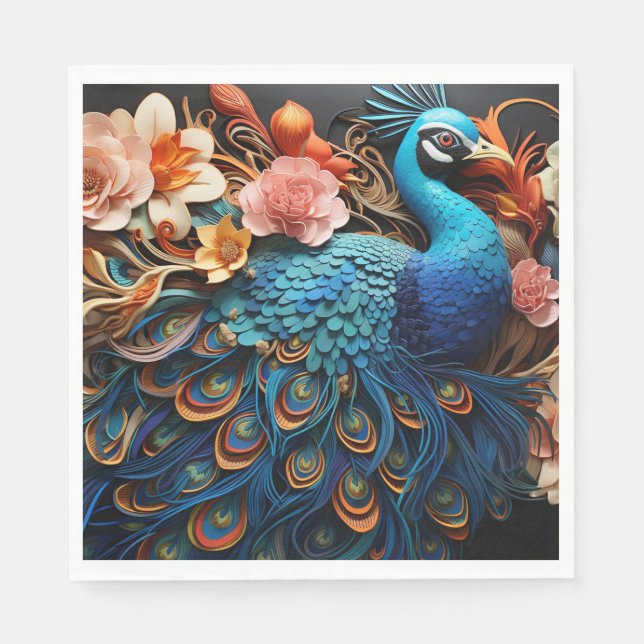 Peacock Ro Elegant Söt Papper Napkins Pappersservett (Framsidan)