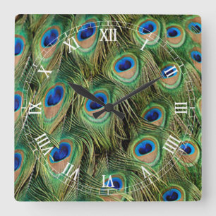Peacock Roman Numeral Clock Fyrkantig Klocka
