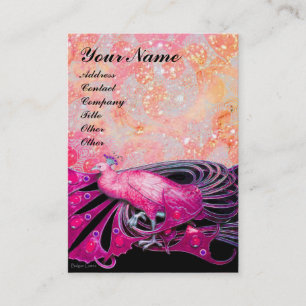 PEACOCK rosa black red sparkles Visitkort