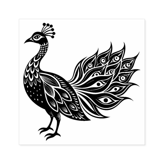 Peacock Rubber Frimärke Stämpel (Tryck)