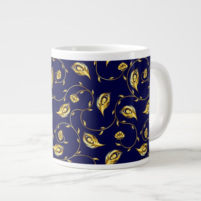 Peacock Sari Mönster Jumbo Mugg (Framsida höger)
