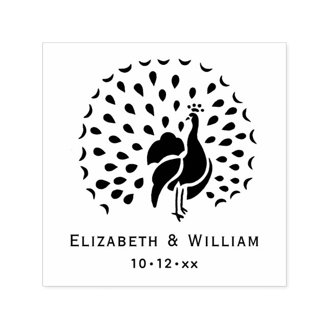 Peacock Silhouette #1 Bride Groom Couple Självfärgande Stämpel (Design)