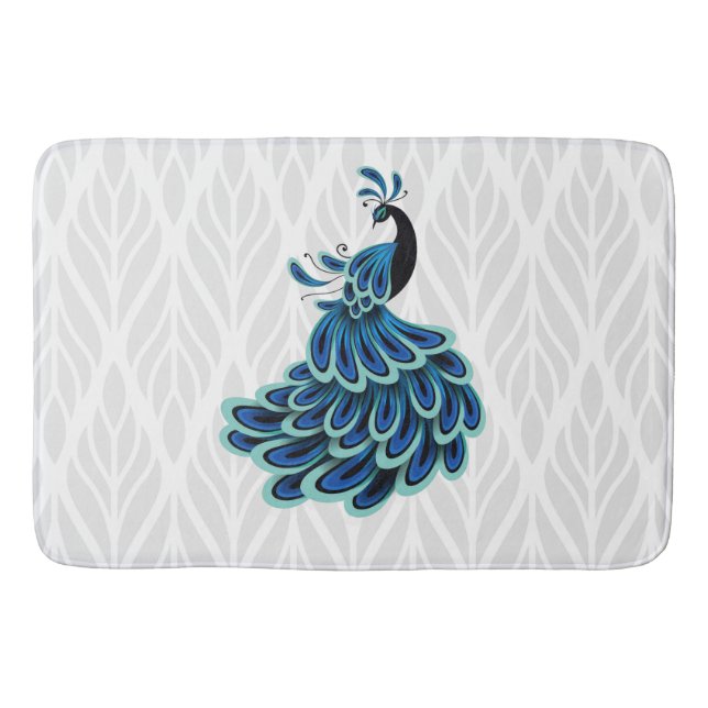 Peacock Silver Design Bath Mat Badrumsmatta (Framsidan)