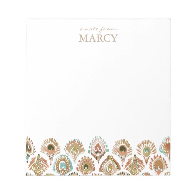 PEACOCK SJÖJUNGFRU Aqua Guld Scale and Feathers Anteckningsblock (Framsida)