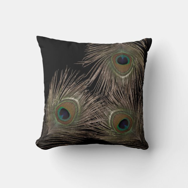 Peacock skin black bg kudde (Framsida)