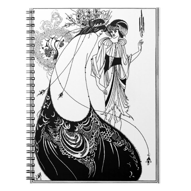 Peacock Skirt Beardsley Art nouveau Anteckningsbok (Framsidan)