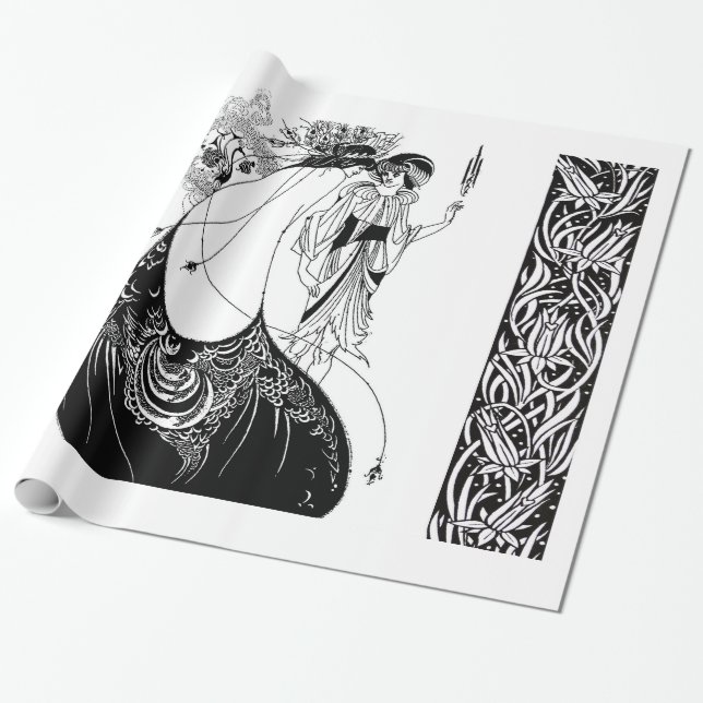 Peacock Skirt Beardsley Art nouveau Presentpapper (Utrullad)