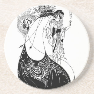 Peacock Skirt Beardsley Art nouveau Underlägg Sandsten
