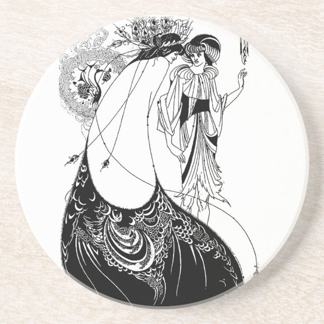 Peacock Skirt Beardsley Art nouveau Underlägg Sandsten (Framsidan)