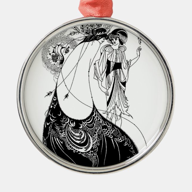 Peacock Skirt Beardsley Nouveau Julgransprydnad Metall (Framsidan)