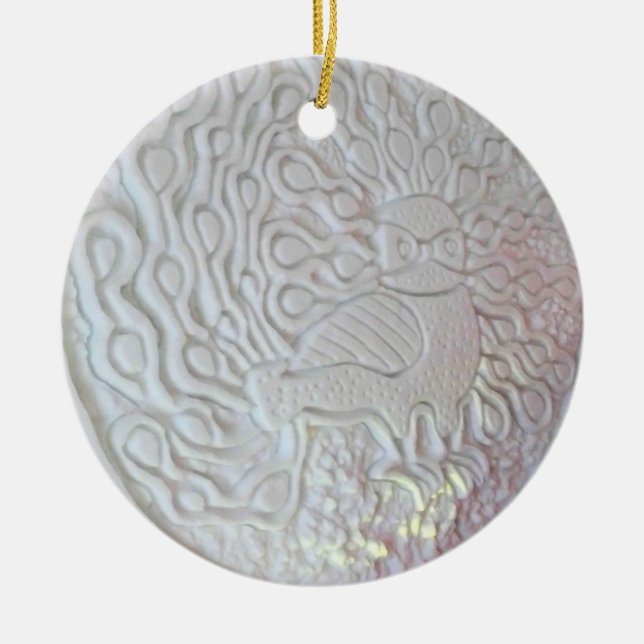 Peacock Snö Sculpture, Hotel de Glace, Quebec Julgransprydnad Keramik (Framsidan)