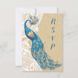 Peacock Snöre Elegance 2 Bröllop OSA Kort