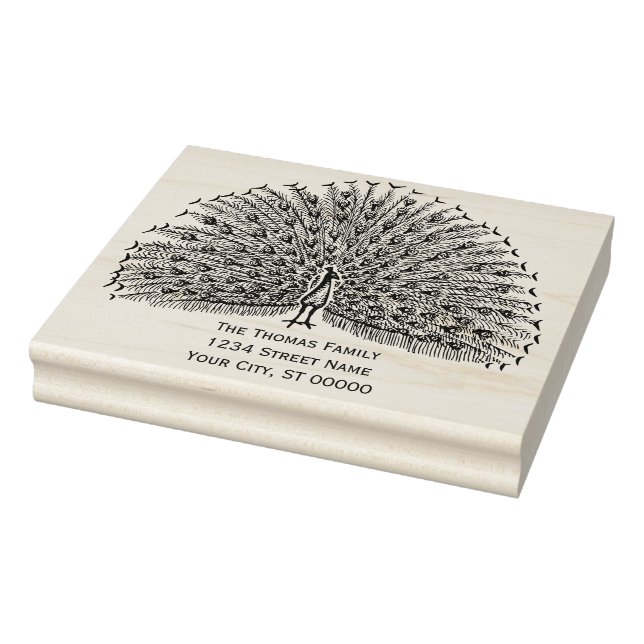 Peacock som visar av fjädrar #2 Returadress Stämpel (Stämpel)